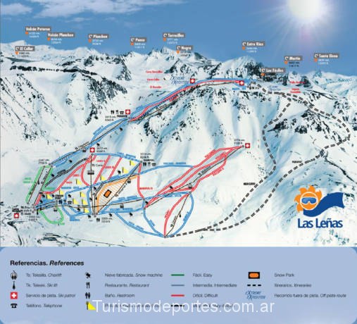 Mapa de pistas del cerro las leñas